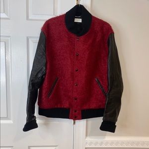 SAINT LAURENT Teddy Jacket In Red and Black